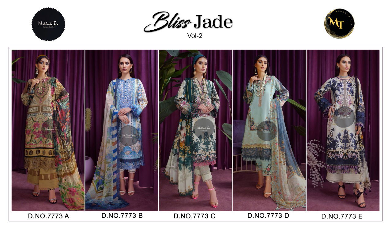 Mehboob Tex Bliss Jade 2 Fancy Ethnic Wear Embroidery Pakistani Suit Collection